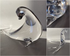 SCULTURA FIGURA FOCA MAESTRO Ballarin VETRO Murano TRANSPARENTE  15,5 cm/h '900