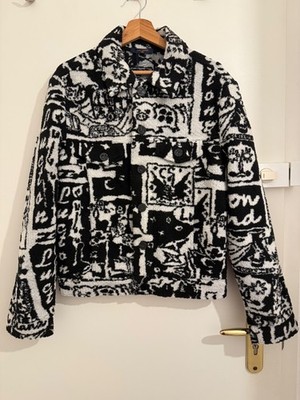 Comic Trucker Jacket Größe S Fleece Jacke Fleecejacke Schwarz Weiß