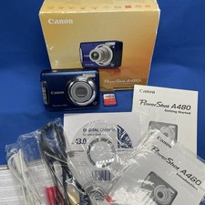 Canon PowerShot A480 Digital Camera 10 MP 3.3X Optical Zoom TESTED Cables 2gb SD