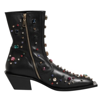 DOLCE & GABBANA Shoes Black Crystal Embellished Short Boots  display picture 1