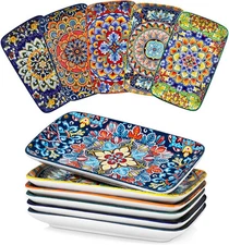 vancasso Simi 6-Piece Ceramic Salad Plates Set - 8.5 Inch, Multicolor 