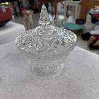 Vintage Anchor Hocking Wexford Criss Cross Glass Pedestal Candy Dish With Lid