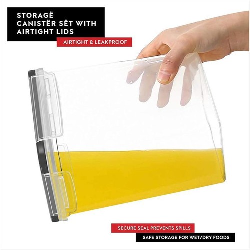 Airtight Cereal Containers 4 Pack Food Storage Canisters Pantry Organizer - Picture 6 of 9