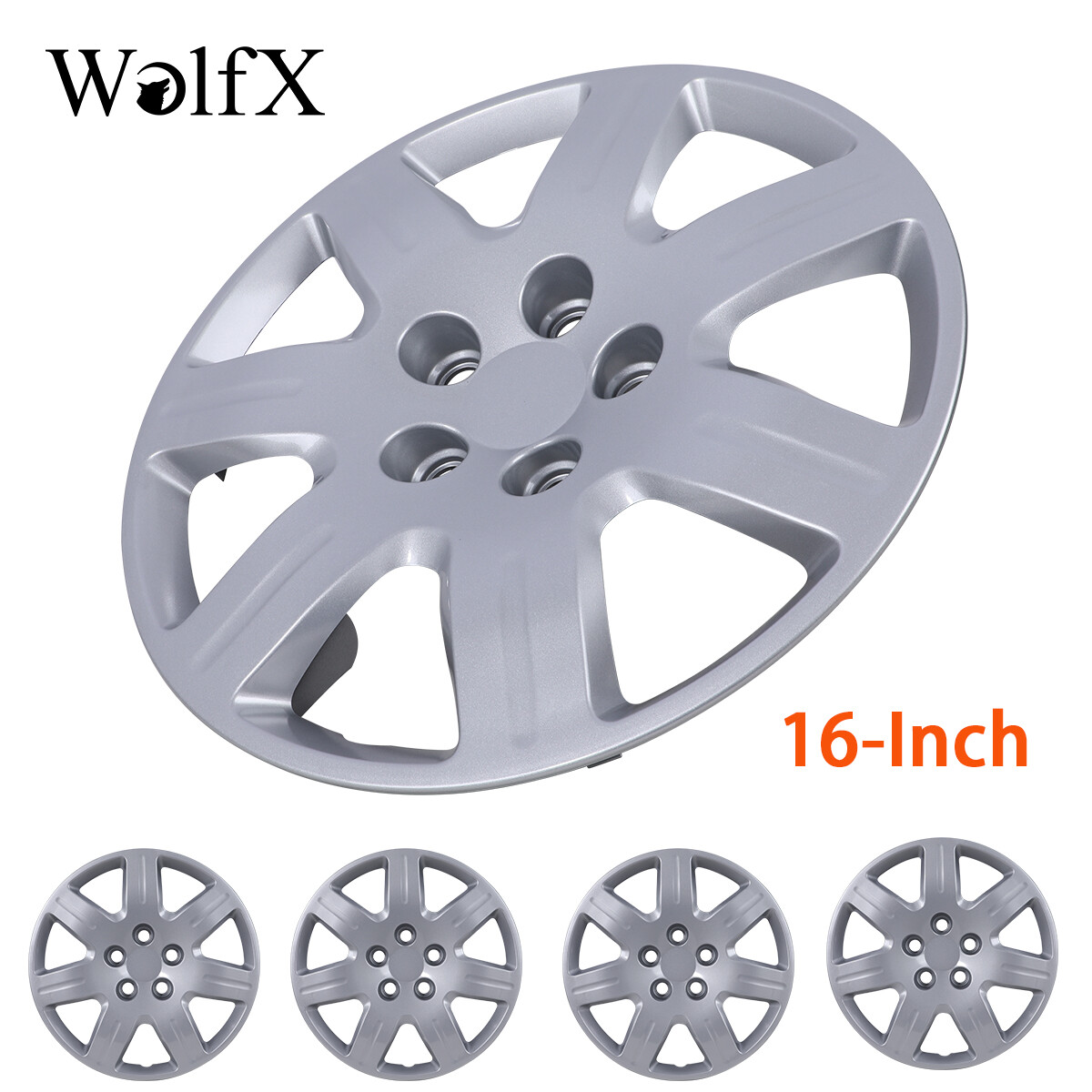 16-Inch 4 Silver Hubcaps for 2006-2011 Honda Civic R16 Wheel Rims Covers Bolt On