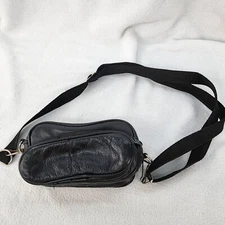 Vintage Black RYKA 6"x3" Small Camera Case Bag Strap 2 Compartments