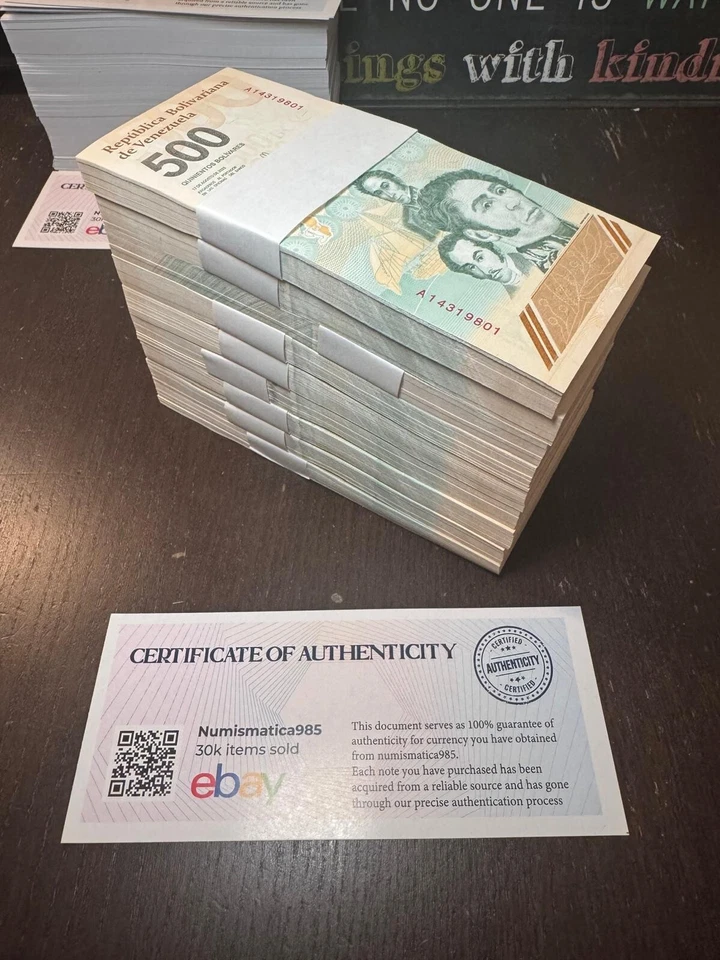 10 x   VENEZUELA 500 DIGITALES NEW 2023 UNC 500 Million Bolívares W/COA Deal - Image 2 of 4