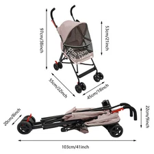 Foldable Lightweight Durable Pet Stroller For Small To Medium Pets Dogs And Cats