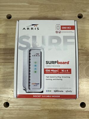 ARRIS SB6183 SURFBoard DOCSIS Speed 3.0 Cable Modem Xfinity Cox Spectrum - White