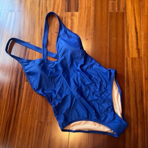 New NWT J.Crew Royal Blue Swimsuit One-Piece Swim Cross-Back BR016 Size 12