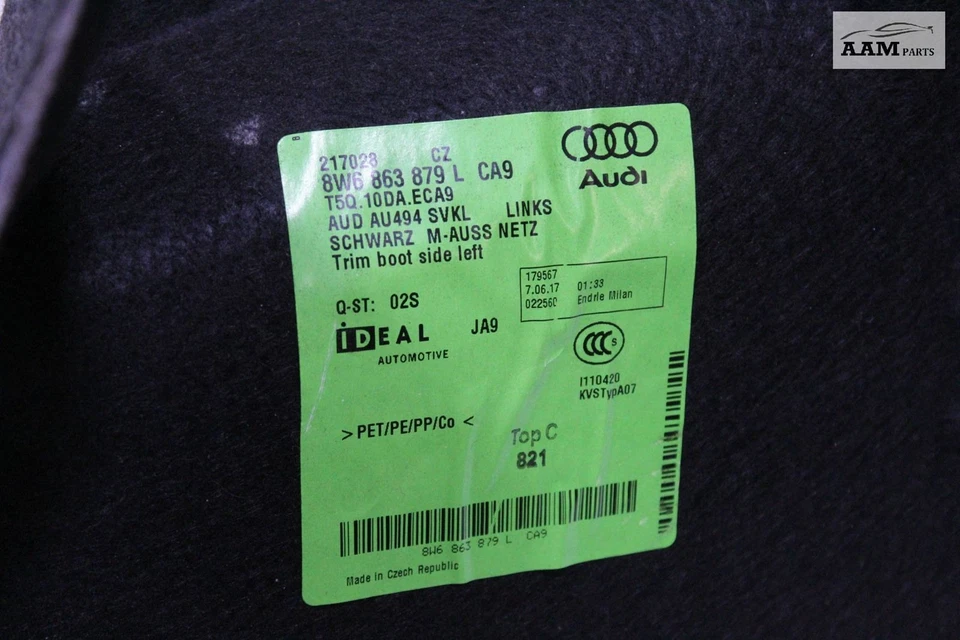 2018-2024 AUDI A5 QUATTRO F5 REAR LEFT SIDE TRUNK QUARTER PANEL COVER TRIM OEM - Image 4 of 4