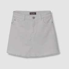 49 DL1961 Kid's Girl's White Cotton Jenny Raw-Edge Denim Mini Skirt Size 8