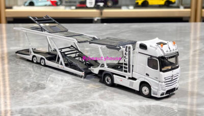 GCD 1:64 White Actros Gigaspace 4x2 Trailer Truck Model Diecast