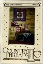 NEW 1984 Country Threads Sewing Pattern 103 Log Cabin Hearts Wall Quilt 15523
