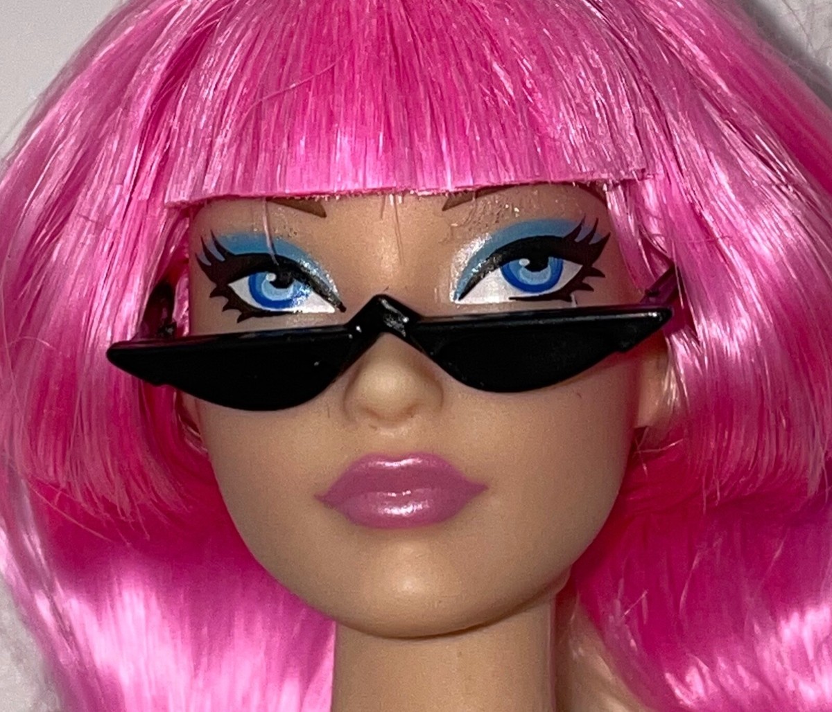 Clear Pink cateye sunglasses costume pinup doll Barbie retro sexy glasses cute 50s Costume Pink Frame Glasses | 50s Accessories main image 2