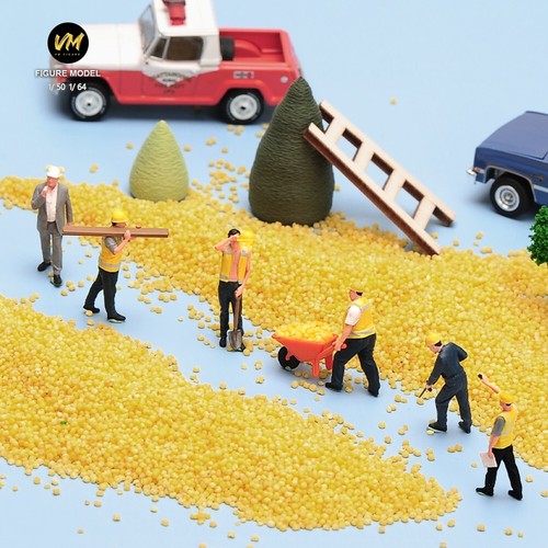 6pcs 1/50 1/64 Construction Worker Scene Prop Model Doll F Vehicle Action Figure - Picture 19 of 37
