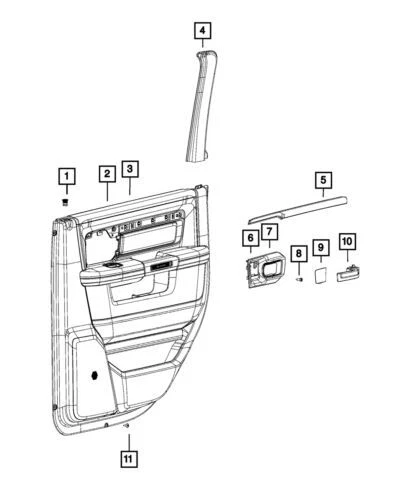Panel de moldura de puerta interior derecho genuino Mopar 2017-2018 Ram 1500 5VB941X9AC Foto 3 de 3