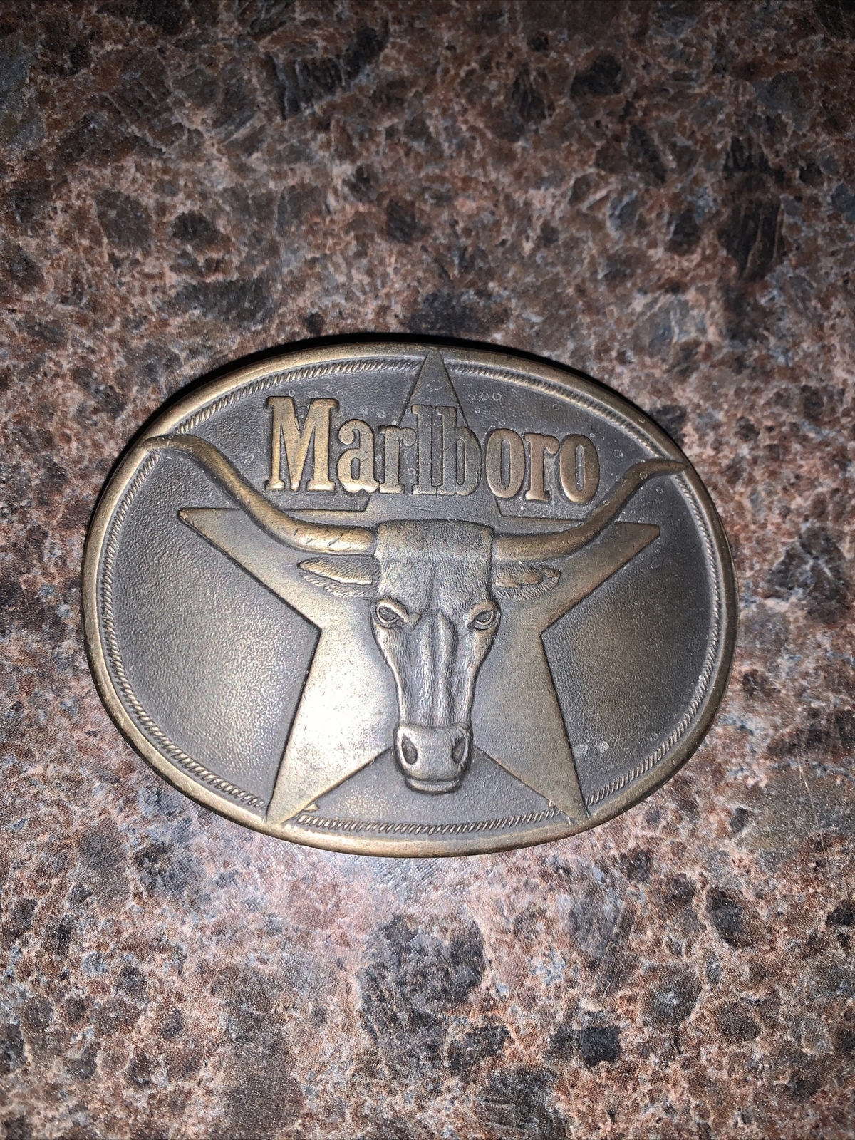 Marlboro Solid Brass Belt Buckle Vintage 1987 Philip … Gem