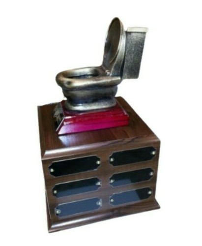 FANTASY FOOTBALL LOSER LAST PLACE PERPETUAL TOILET TROPHY 6 12 18 OR NO PLATES - Picture 3 of 5