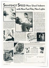 Print Ad Eastman Kodak Cameras Indoor Snapshot Speed Vintage 1933 Advertisement
