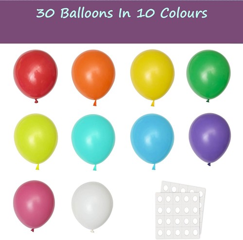 30 Palloncini Multicolore Biodegradabili in 10 Colori. Perfetto per feste per bambini, - Foto 5 di 9