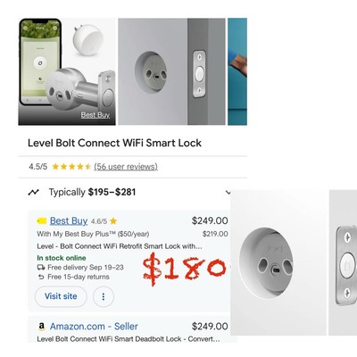 Level Bolt Keyless Entry Smart Lock C-D11U - Apple Home Kit/ Ring/ Alexa