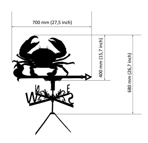 Crab Metal Weathervane, Weather Vane, home roof decor - Picture 3 of 19