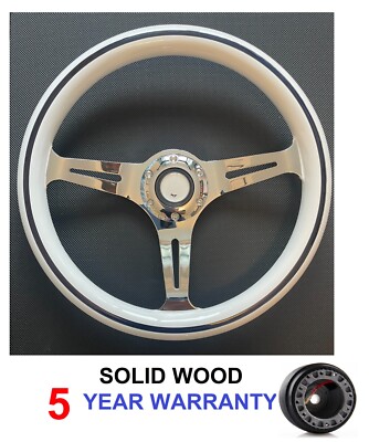 WOOD 13'' 14'' INCH STEERING WHEEL & BOSS KIT HUB FIT CLASSIC AUSTIN ROVER MINI
