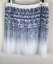 Lands End Sz 12 White Blue Pleated Stars A Line Full Skirt