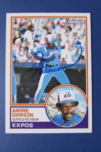 ANDRE DAWSON 1983 O-PEE-CHEE # 303 SIGNED AUTO EXPOS CUBS OPC HOF