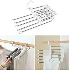 5 in 1 Foldable Hangers for Clothes Hanging Multi-Layer MultiPurpose Pant Hanger