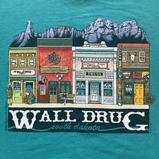 Vintage 90s Screen Stars Best L Wall Drug South Dakota Drug Store Green T-Shirt