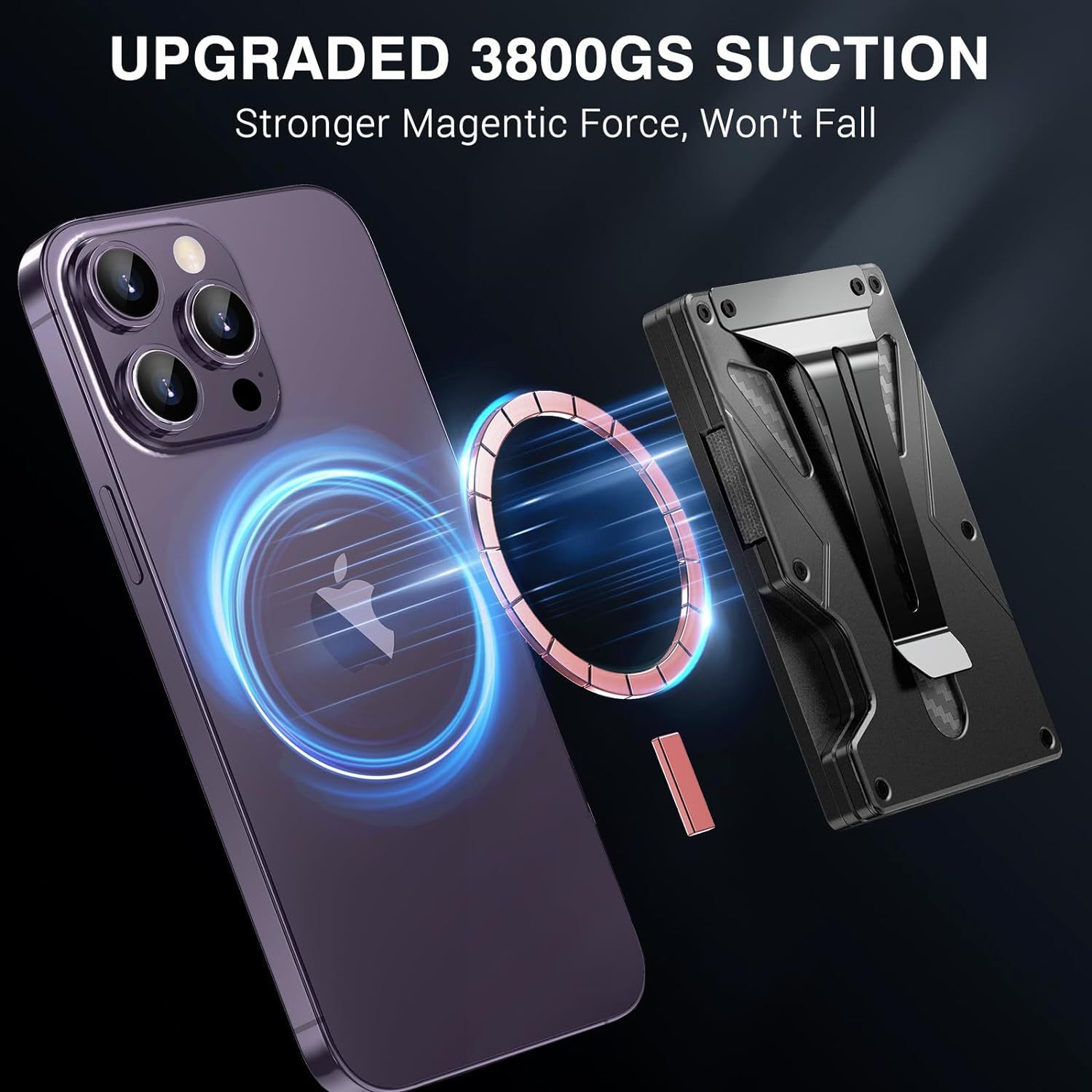 Slim RFID-Blocking Wallet with Money Clip for Credit Cards & AirTag Holder  