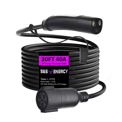 J1772 to Tesla EV Charger 40A 20FT Extension Cable