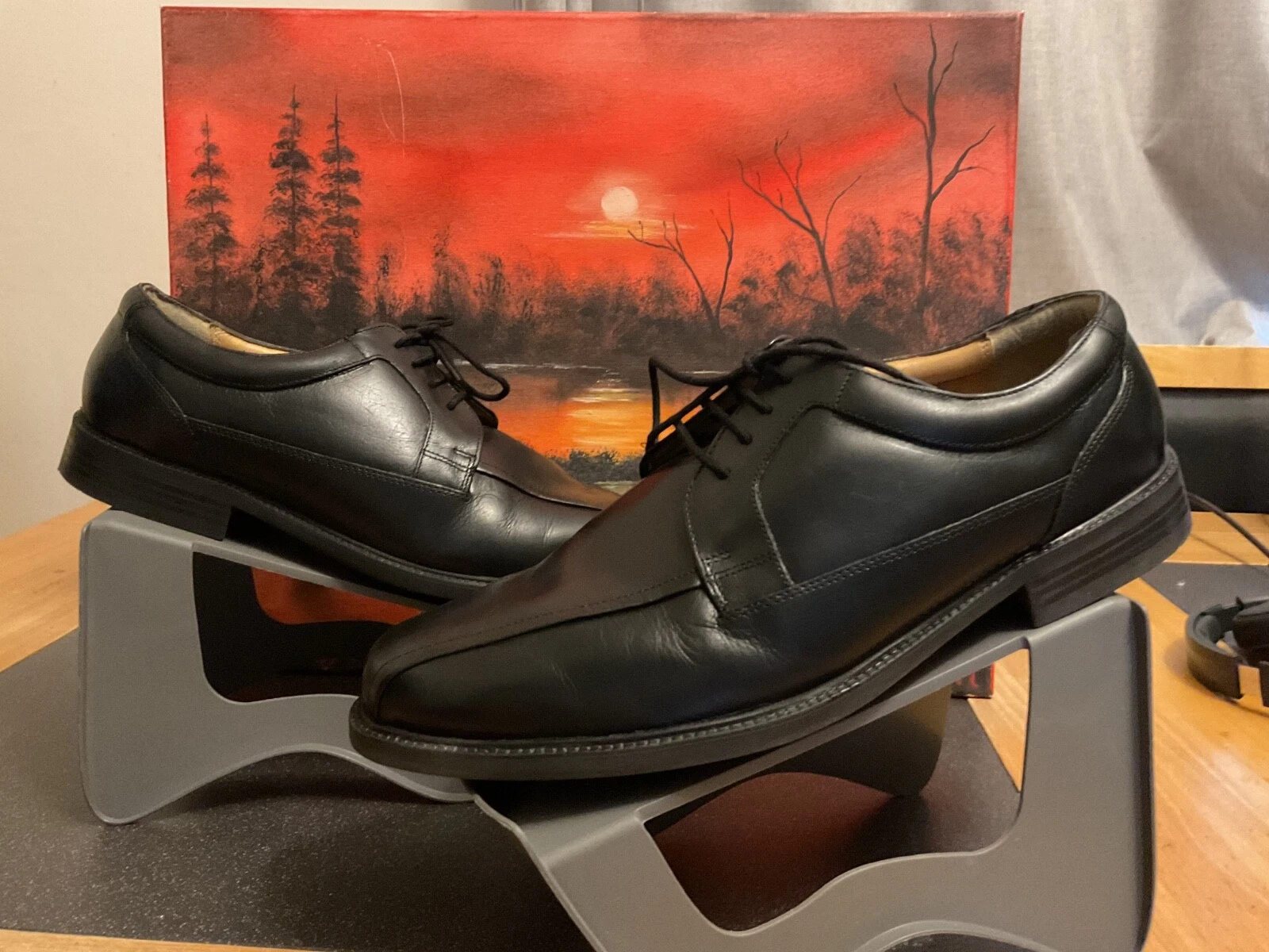 Clarks uomo pelle nera francis flight stringate formali smart work extra larghe 12