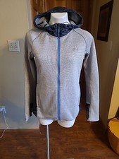 Under Armour Cold Gear Womens M Hooded Full Zip Fleece Lined Jacket Gray Blue