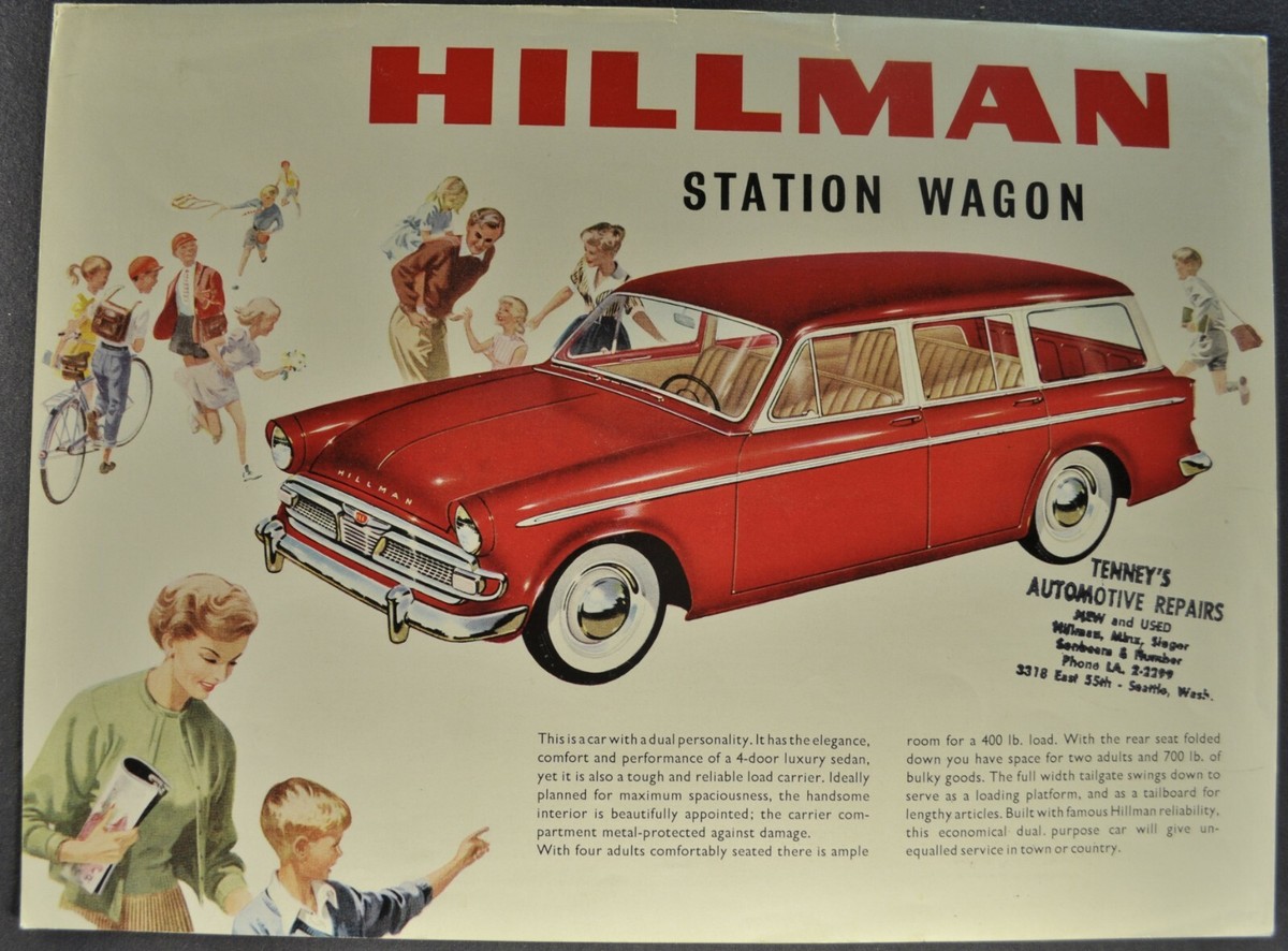 1960-1961 Hillman Station Wagon Brochure Sheet Estate Car Nice