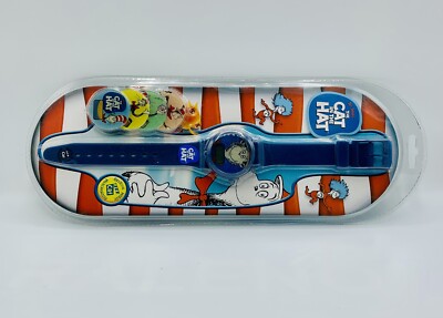 Vintage Collectible Dr. Seuss Cat In The Hat Watch With 5 Interchangeable Faces