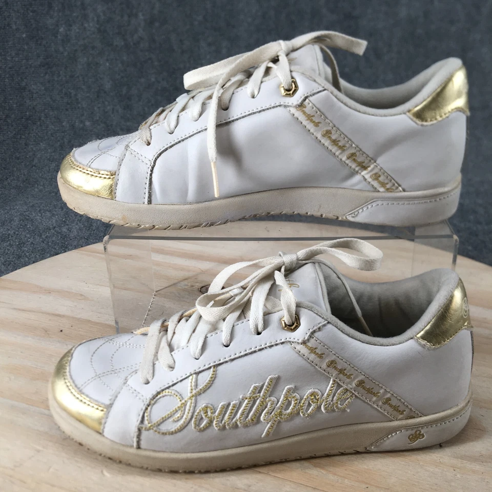 Zapatos Southpole Mujer 7.5 Polar Tenis Cuero Blanco Con Cordones Parte Superior Baja Comodidad Foto 2 de 4