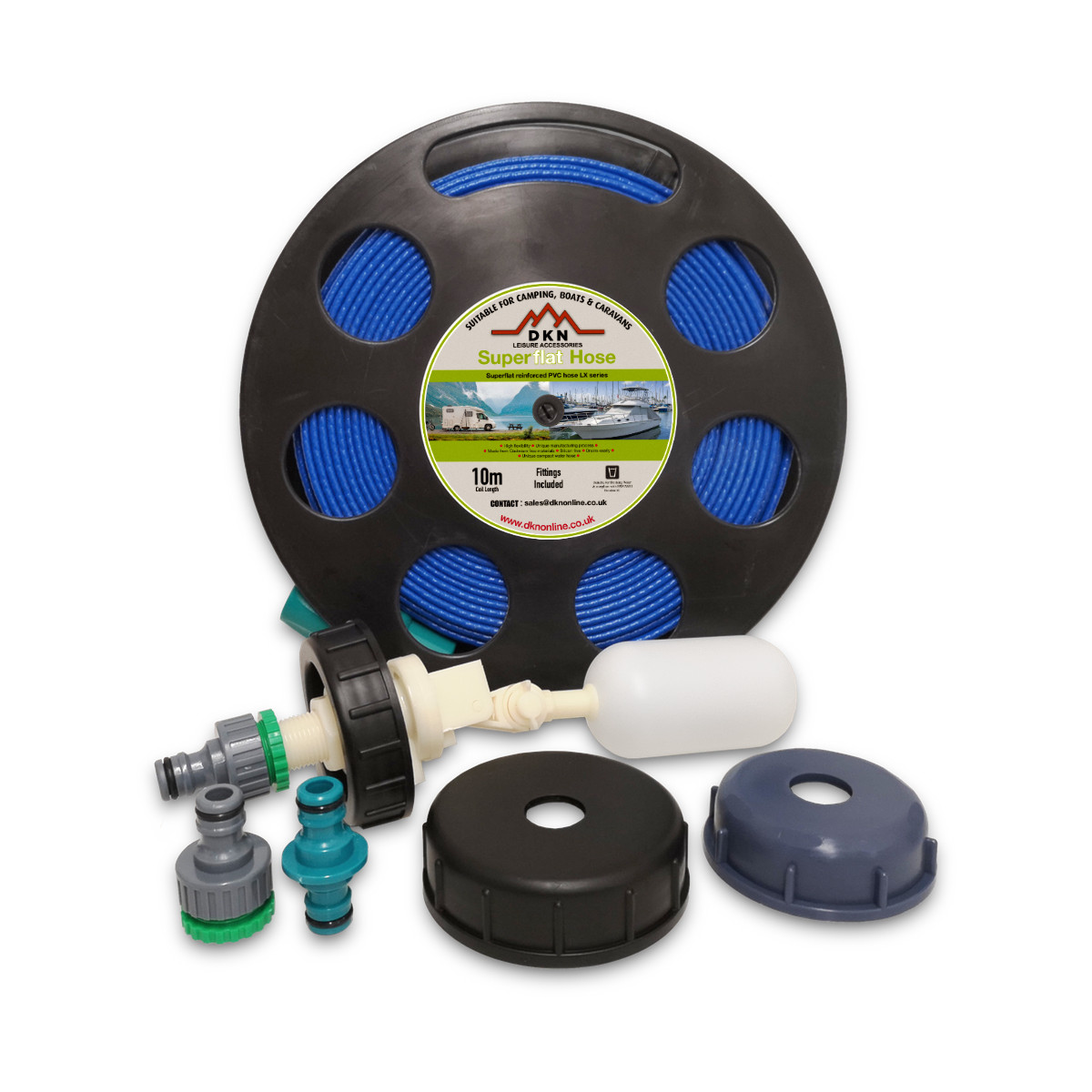 Universal Mains Water Adaptor with 7.5m Flat Hose on Reel