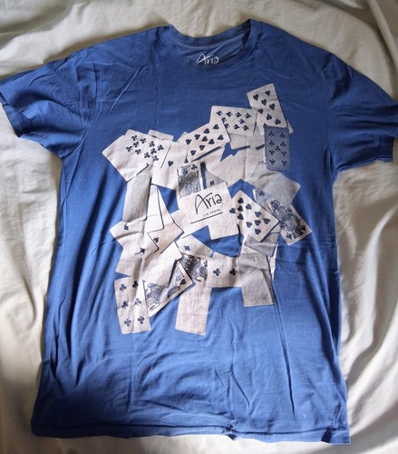 Las Vegas Aria Resort Casino blue cards mens t-shirt small