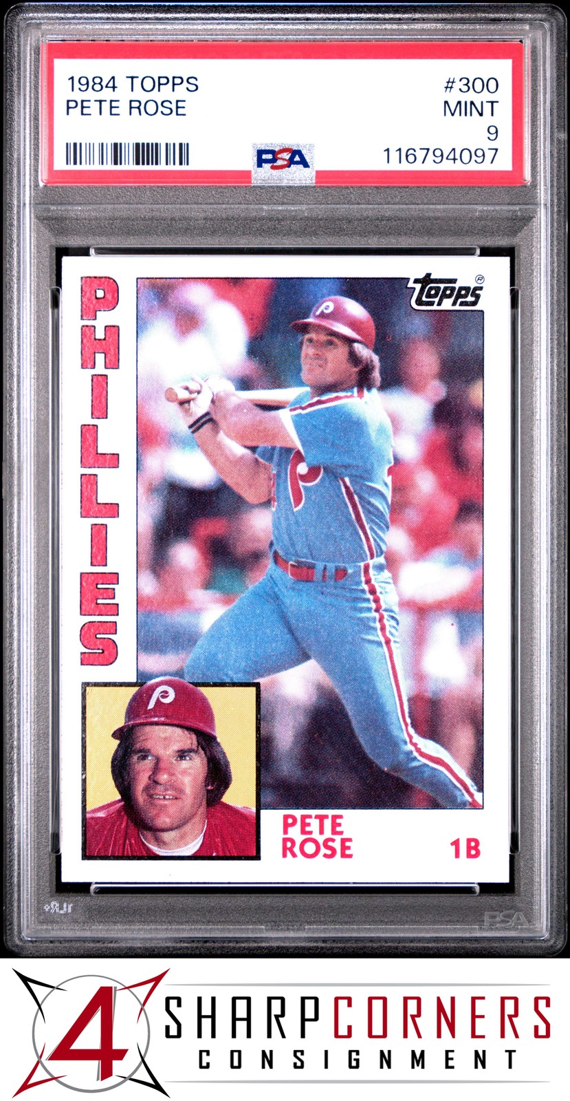 1984 TOPPS #300 PETE ROSE PHILLIES PSA 9