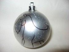 NEW HANDPAINTED SCHNAUZER UNBREAKABLE SILVER CHRISTMAS ORNAMENT 2 1/2"