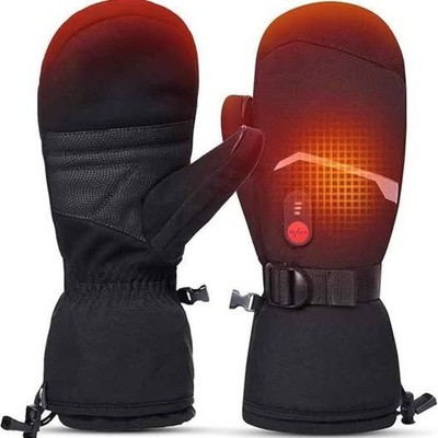 Heated Ski Mittens Gloves 7.4V Rechargeable Battery Skiing Hiking Size XXL
