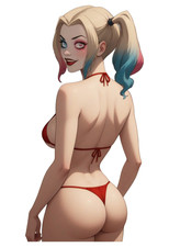 1761 Harley Quinn Sticker, Made In USA, Laminated, Sexy, Waifu, Busty, Curvy