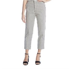 Karen Kane Striped Ankle Pants Women Size 6 High Rise Straight Leg Cream Black