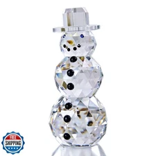 QFkris 4.4" Crystal Snowman Figurines Collectibles with Hat, Crys