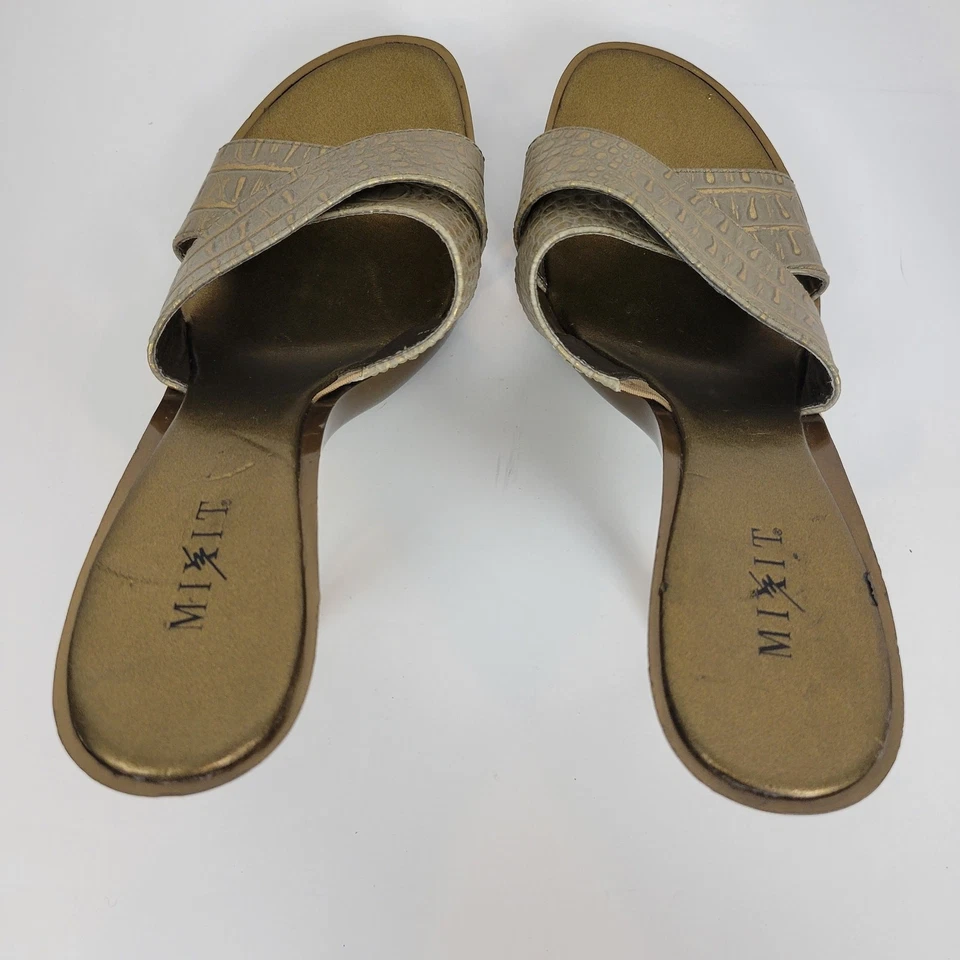 Mixit Mujer Tacones Talla 8 Verde Reptil Cuero Repujado Sin Cordones Foto 4 de 4