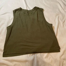 All In Motion size XXL army green waffle style athletic crop top tank top