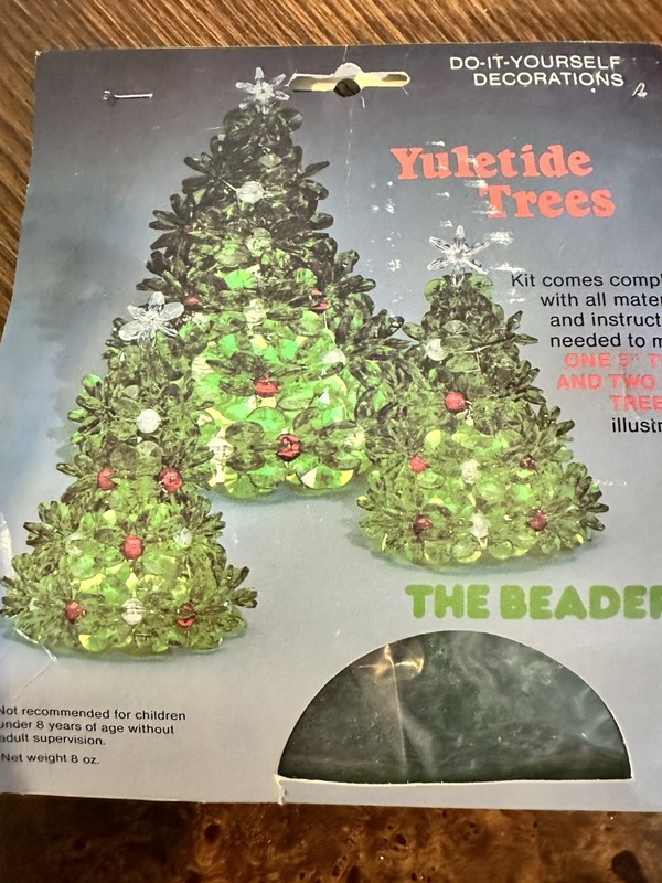 Vintage Christmas The Beadery Yuletide Trees Craft Bead Kit Makes 3 Trees New 