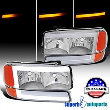 Fits 1999-2006 Gmc Sierra Yukon Xl Headlights Sequential Led Signal Led Bar